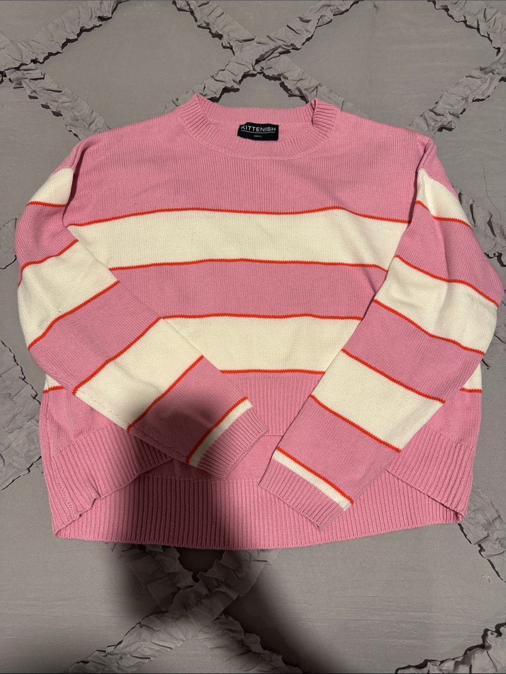NWOT Kittenish Pink Striped Crewneck Sweater